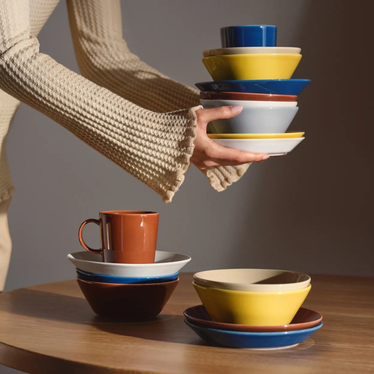 Lautanen syvä 21cm vintage sininen